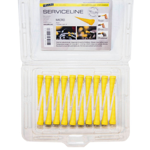 Yelloc Serviceline SMB20 Micro Flexible Hydraulic Service Plugs, .04 in. to .4 in., 20 Pieces/Box