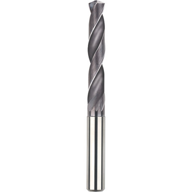 16 mm Dia. x 16 mm Shank x 83 mm Flute Length x 133 mm OAL, 5xD, 140 Degree, TiAlN, 2 Flute, Coolant Thru, Round Solid Carbide Drill Series/List #5602 MT9498849