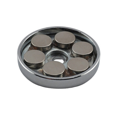 Neodymium Round Base Magnet - 1.425'' Dia. x 0.265'' Thk. w/0.190'' Dia. hole¸ 48 lbs. pull RB45N-NEO