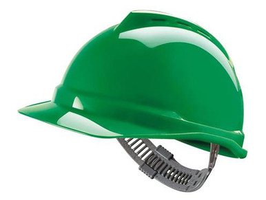 MSA V-Gard 500 Vented Hard Hat Cap Style, 4 Point Fas-Trac, Green, 1/EA, #10034023