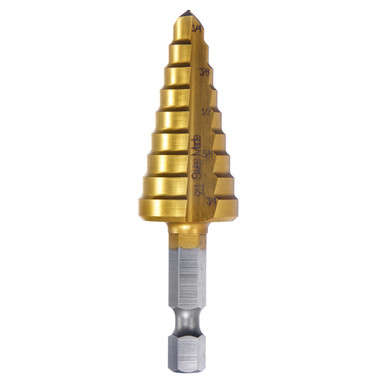 Hex Shank TIN Coated 3/16" - 7/8" Step Drill Bit MSD-HEX-4 (Qty. 1)