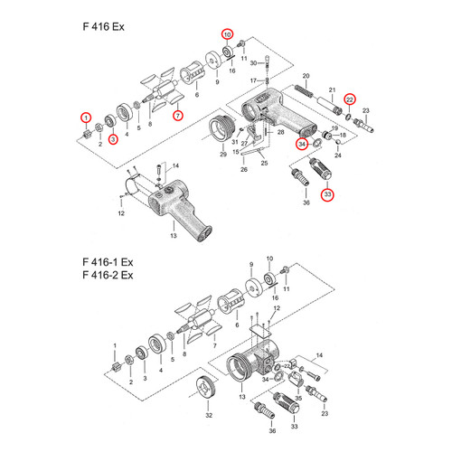 Flux F416Ex Motor Maintenance Rebuild Kit