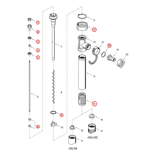 Flux 400 Series F424PVDF 50/38_43Z Pump Maintenance Rebuild Kit