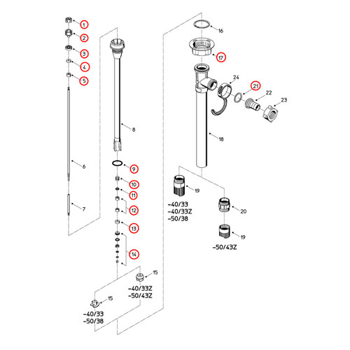 Flux 400 Series F430PVDF 50/38 27 Pump Maintenance Rebuild Kit