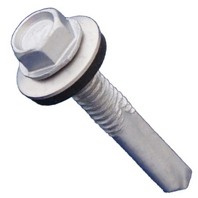#12-24 x 1-1/2" Daggerz Hex Washer Head Self Drilling Screws with Bonded Washer 410 Stainless Steel Dagger-Guard Coating (2,000/Bulk Pkg.)