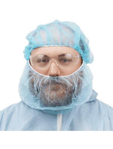 FrogWear Blue Polypropylene Disposable Beard Covers- One Size 1,000 ct/Case, #NW-PPBR18-B