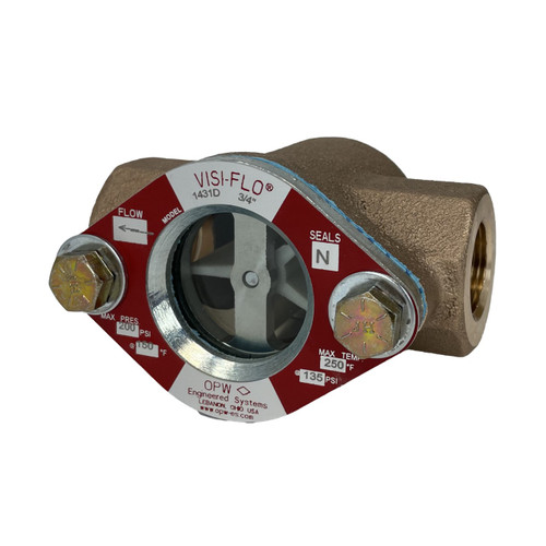 OPW VISI-FLO 1500 3/4 in. FNPT Bronze Sight Flow Indicator w/ Fluorocarbon Seal - Propeller