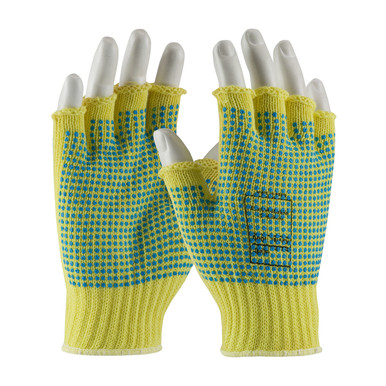 Yellow M Kevlar 1/2 Fngr, Dts 2 Sides, 7 Gg, M. Wgt, ANSI2, Dots 2 Sides Gloves made with Kevlar Brand Fiber 1 Dozen 08-K259PDD/M