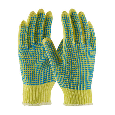 Yellow S 100% Kevlar, 7 Gauge, M. Wgt, ANSI2, Dots 2 Sides Gloves made with Kevlar Brand Fiber 1 Dozen 08-K300PDD/S