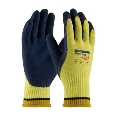 Yellow XL PowerGrab KEV4, Yellow 10G Kevlar Shell, Latex MicroFinish Grip, A3 Gloves made with Kevlar Brand Fiber 1 Dozen 09-K1444/XL