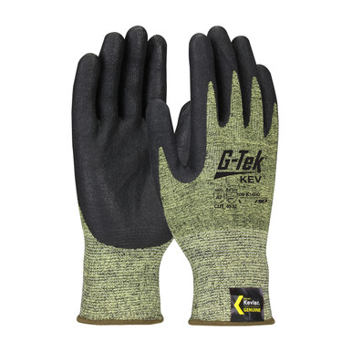 Yellow XL G-Tek KEV, Kevlar Engineered Yarn, Yel/Blk 13 Gauge, Nitrile Foam, A7 Gloves made with Kevlar Brand Fiber 1 Dozen 09-K1600/XL