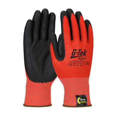 Red M G-Tek KEV, Kevlar Engineered Yarn, Red 13 Gauge, Nitrile Foam, ANSI A4 Gloves made with Kevlar Brand Fiber 1 Dozen 09-K1640/M