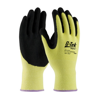Yellow XL G-Tek KEV, Yellow 13G Kevlar Shell, DD Nitrile MicroSurface Grip, A2 Gloves made with Kevlar Brand Fiber 1 Dozen 09-K1660/XL