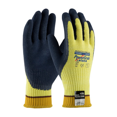 Yellow M PowerGrab Katana, 10G Kevlar/Steel Shell, Latex MicroFinish Grip, A4 Gloves made with Kevlar Brand Fiber 1 Dozen 09-K1700/M
