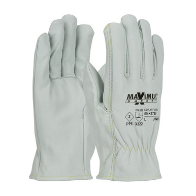 Natural XXXL Max Safety AR Goatskin Drivers, 13G Kevlar Lining, Straight Thumb, A2 Leather Gloves with Cut Lining 1 Dozen 09-K3750/XXXL
