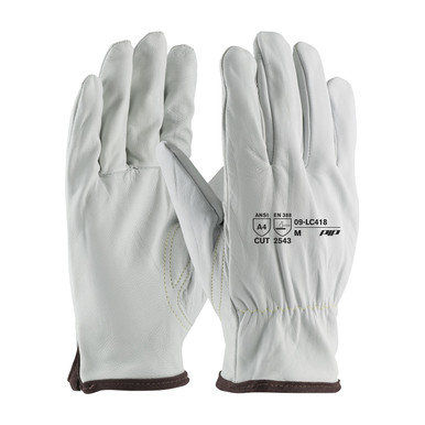 Natural XS Goatskin Leather Drivers, 13 Gauge Aramid Cut Liner, Keystone Thumb A4 Leather Gloves with Cut Lining 1 Dozen 09-LC418/XS