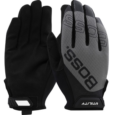 Boss Utility Glove Microfiber Palm, Touchscreen, Hook & Loop Closure Mechanics Gloves - S Gray PR 120-MU1220T/S