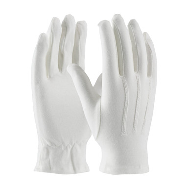 White S Cabaret 100% Cotton Dress Glove, White, Open Cuff, Raised Stitching Parade and Uniform Gloves 1 Dozen 130-100WM/S