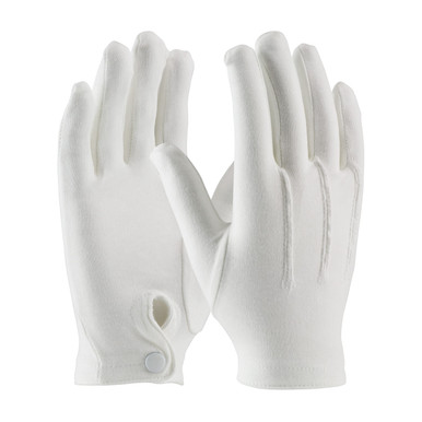 White M Cabaret 100% Cotton Dress Glove, White, Snap Closure, Raised Stitch Parade and Uniform Gloves 1 Dozen 130-150WM/M