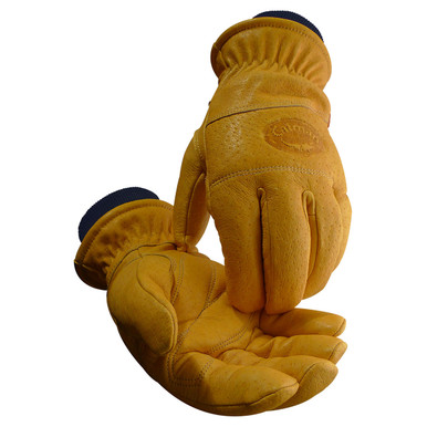 Caiman, Pigskin Leather Palm, Heatrac Insulation - Size L, Gold, Protection From Cold, 1 Pair 1364-5