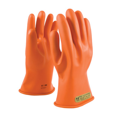 Orange 8 NOVAX, Insulating Glove, Class 00, 11 In., Orn., Straight Cuff Novax Rubber Insulating Gloves 1 Pair 147-00-11/8