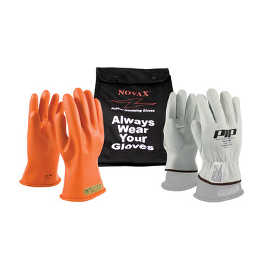 Orange 10-KIT NOVAX, Insulating Glove Kit, Class 00, 11 In., Orn., Straight Cuff Novax 11-inch Glove Kit 147-SK-00/10-KIT