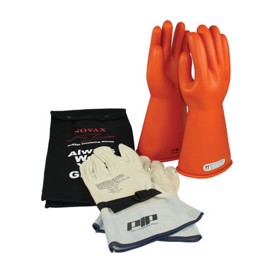 Orange 7-KIT NOVAX, Insulating Glove Kit, Class 1, 14 In., Orn., Straight Cuff Novax 14-inch Glove Kit 147-SK-1/7-KIT
