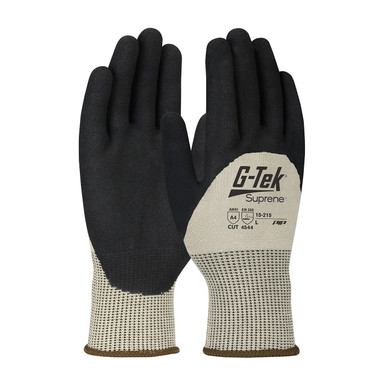 Tan S G-Tek Suprene, Tan 13G Nano Shell, 3/4 Nitrile MicroSurface Grip, A4 Gloves with Suprene Nanotech Fiber 1 Dozen 15-215/S