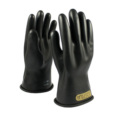Black 12 NOVAX Insulating Glove, Class 00, 11 In., Blk., Straight Cuff Novax Rubber Insulating Gloves 1 Pair 150-00-11/12