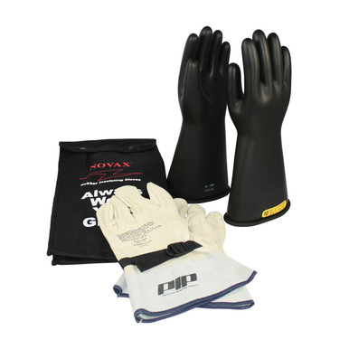Black 9-KIT NOVAX, Insulating Glove Kit, Class 2, 14 In., Blk., Straight Cuff Novax 14-inch Glove Kit 150-SK-2/9-KIT