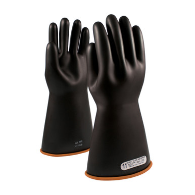 Black 9 NOVAX Insulating Glove, Class 1, 16 In., Blk./Orn., Straight Cuff Novax Rubber Insulating Gloves 1 Pair 155-1-16/9