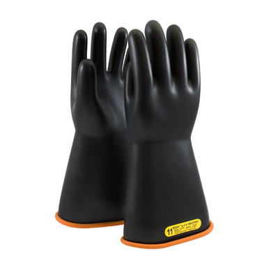 Black 7 NOVAX Insulating Glove, Class 2, 14 In., Blk./Orn., Straight Cuff Novax Rubber Insulating Gloves 1 Pair 155-2-14/7