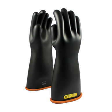 Black 9 NOVAX Insulating Glove, Class 2, 16 In., Blk./Orn., Straight Cuff Novax Rubber Insulating Gloves 1 Pair 155-2-16/9