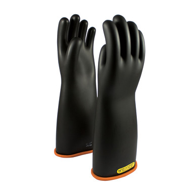 Black 11 NOVAX Insulating Glove, Class 2, 18 In., Blk./Orn., Straight Cuff Novax Rubber Insulating Gloves 1 Pair 155-2-18/11