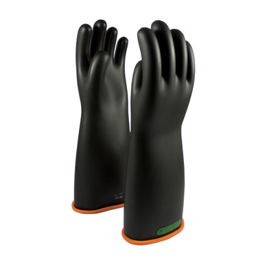 Black 12 NOVAX Insulating Glove, Class 3, 18 In., Blk./Orn., Straight Cuff Novax Rubber Insulating Gloves 1 Pair 155-3-18/12