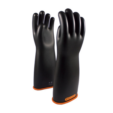 Black 9 NOVAX Insulating Glove, Class 4, 18 In., Blk./Orn., Straight Cuff Novax Rubber Insulating Gloves 1 Pair 155-4-18/9