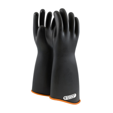Black 8 NOVAX Insulating Glove, Class 1, 18 In., Blk./Orn., Contour Cuff Novax Rubber Insulating Gloves 1 Pair 158-1-18/8