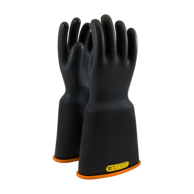 Black 10.5 NOVAX Insulating Glove, Class 2, 16 In., Blk./Orn., Bell Cuff Novax Rubber Insulating Gloves 1 Pair 159-2-16/10.5