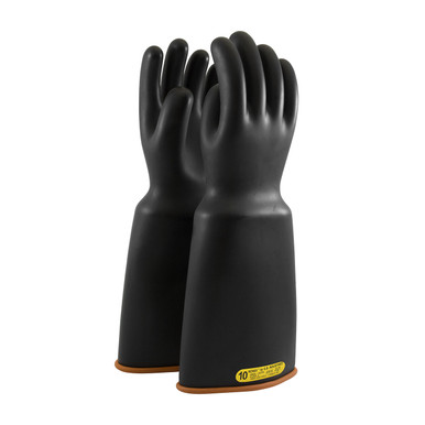 Black 8 NOVAX Insulating Glove, Class 2, 18 In., Blk./Orn., Bell Cuff Novax Rubber Insulating Gloves 1 Pair 159-2-18/8