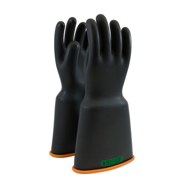 Black 11 NOVAX Insulating Glove, Class 3, 16 In., Blk./Orn., Bell Cuff Novax Rubber Insulating Gloves 1 Pair 159-3-16/11