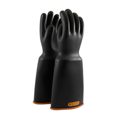 Black 12 NOVAX Insulating Glove, Class 4, 16 In., Blk./Orn., Bell Cuff Novax Rubber Insulating Gloves 1 Pair 159-4-16/12