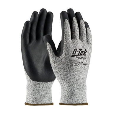 Salt & Pepper L G-Tek PolyKor, S&P 13G Blend Shell, Black Nitrile Foam Coating, A2 Gloves with PolyKor Fiber 1 Dozen 16-334/L