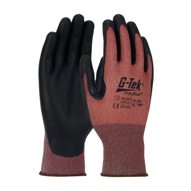 Burgundy XXL G-Tek PolyKor w/ X7, Bur 18G Shell, Black Neofoam Grip, Thumb Crotch A3 Gloves with PolyKor Fiber 1 Dozen 16-368/XXL