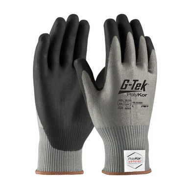 Gray L G-Tek PolyKor Xrystal, S&P Blended 13 Gauge, Nitrile Foam, ANSI A4 Gloves with PolyKor Fiber 1 Dozen 16-X320/L