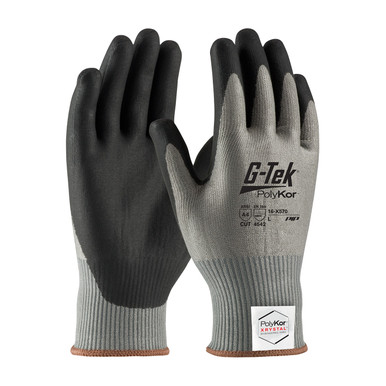 Gray M G-Tek PolyKor Xrystal, S&P Blended 13 Gauge, Black NeoFoam Grip, A4 Gloves with PolyKor Fiber 1 Dozen 16-X570/M