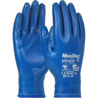 Maxidex, Blue Nylon Shell, Blue Nbr Dip Seamless Knits for General Duty - XL Blue DZ 19-007/XL