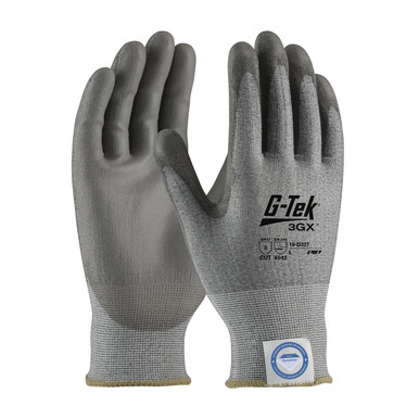 Gray XXL G-Tek 3GX Dyneema Diamond, 13G Gray Shell, Gray PU Smooth Grip, A3 Gloves made with Dyneema 1 Dozen 19-D327/XXL