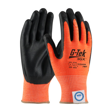 Hi-Vis Orange S G-Tek 3GX Dyneema Diamond, Hi-Vis Orange 13G, Black Nitrile Foam, A4 Gloves made with Dyneema 1 Dozen 19-D340OR/S