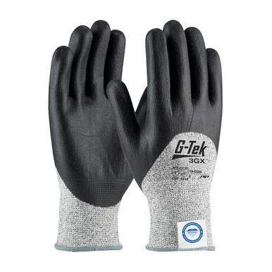 Salt & Pepper XL G-Tek 3GX Dyneema Diamond, S&P 13G Shell, Blk Nitrile Foam 3/4 Dip, A3 Gloves made with Dyneema 1 Dozen 19-D355/XL