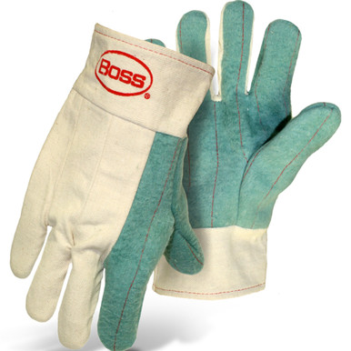 3-PLY HOT MILL NAP-OUT GREEN PALM WITH BAND TOP CUFF - Size L, Natural 1 Pair - Hot Mill Seamless Knits 1JC3027
